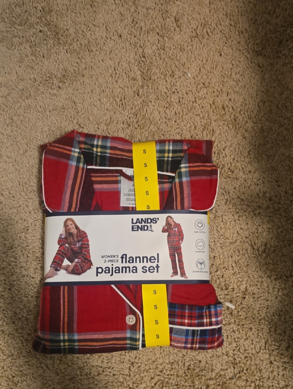 Lands' End Red Plaid Flannel Pajama Set - Kids